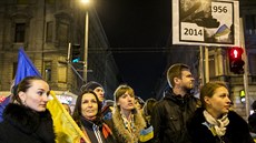 Protiputinovské protesty v centru Budapeti (16. února 2015)