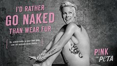 Pink se svlékla na podporu organizace PETA.