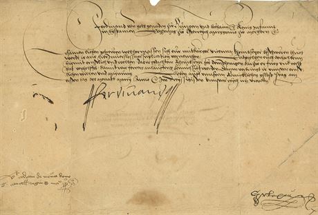 Listina s podpisem Ferdinanda I. adresovaná do eských Budjovic je také...