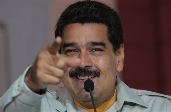 Prezident Venezuely Nicolas Maduro na mítinku s píznivci v Caracasu. Ve...