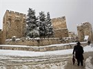 Jeruzalém zasypal sníh (20. února 2015).