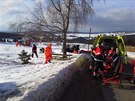 Záchrana lyae ve skiareálu Pleivec v Kruných horách.