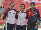 Karolína Erbanová (vpravo) dojela na trati 500 metr na mistrovství svta ve...
