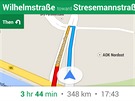 Navigace Google Mapy lze pouít i v off-line reimu, ale trasu si musíte nahrát...