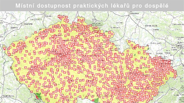 Mstn dostupnost praktickch lka pro dospl