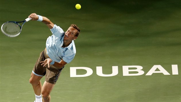 Tom Berdych na turnaji v Dubaji.