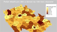 Poet léka pro dti a dorost na 100 tisíc obyvatel