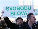 Na Hradčanském náměstí se sešli příznivci prezidenta Miloše Zemana (7. března...