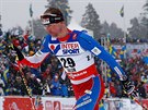 Luká Bauer bhem závodu na 50 kilometr na mistrovství svta ve Falunu.