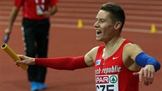 BRONZOVÁ RADOST. Pavel Maslák po závodu štafet na HME v Praze.