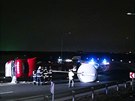 V Praze 9 se pevrátil kamion s kukuiným rotem (12.3.2015)