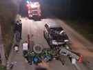 Dopravní nehoda traktorku a octavie na Brnnsku (18. bezna, 2015).