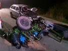 Dopravní nehoda traktorku a octavie na Brnnsku (18. bezna, 2015).