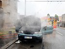 Zásah hasi u hoícího BMW ve Slezské Ostrav.