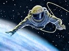 "Nad planetou" Obraz sovtského kosmonauta Alexeje Leonova.
