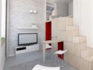 Vizualizace: Malá místnost ve tvaru L  má velkou výhodu ve výce stropu, která...
