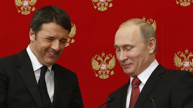 Rusk prezident Vladimir Putin s italskm premirem Mateem Renzim (5. bezna 2015).