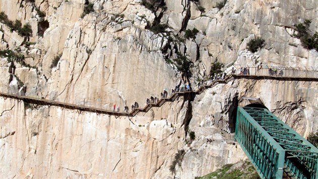 Legendrn panlsk skaln stezka Caminito del Rey se po 14 letech otevr. Stav po rekonstrukci.