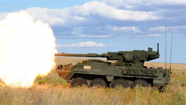 Obrnn vozidla Stryker existuj i ve verzi se 105mm tankovm kanonem, uvanm dve v tancch Abrams.