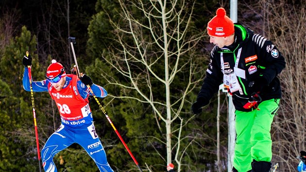 Michal lesingr vstebv informace bhem sprintu SP v ruskm Chanty-Mansijsku.