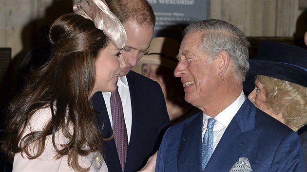 Thotn Kate, princ William a princ Charles (Londn, 9. bezna 2015)