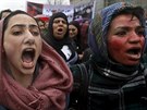 Protest v Kábulu kvli surovému ubití studentky. (25. bezna 2015)