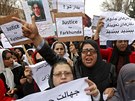 Protest en v Kábulu kvli surovému ubití studentky. (25. bezna 2015)