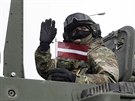 Konvoj americké armády bhem cesty Dragoon Ride v Lotysku (22. bezna 2015)