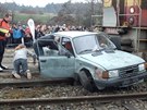 Simulace nehody na elezniním pejezdu v Sedleci