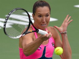 Srbsk tenistka Jelena Jankoviov ve finle turnaje v Indian Wells se Simonou...