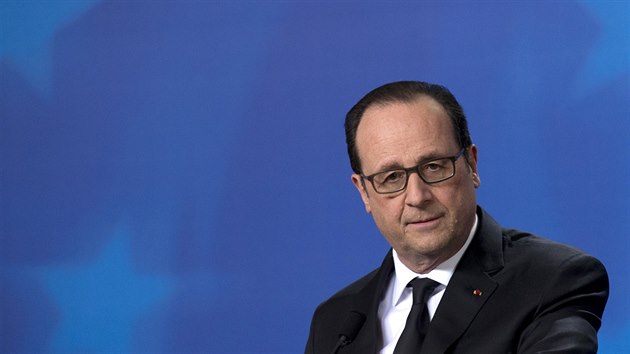 Francouzsk prezident Franois Hollande po jednn o ecku (20. bezna 2015).