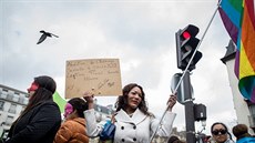 Prostitutky na pa�í�ské demonstraci proti trestání jejich klient� (28. b�ezna...
