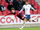 Pátelský duel fotbalist do 21 let, po souboji s Portugalcem Canceliem padá...