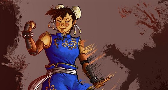 Pekreslená verze postavy Chun-Li ze hry Stret Figther