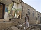 Dm poniený nálety Saúdské Arábie a spojenc v jemenském hlavním mst Sanaa...