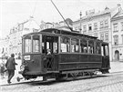 Tramvaj v centru Jablonce nad Nisou na poátku minulého století.