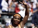 Serena Williamsová slaví postup do semifinále na turnaji v Miami.