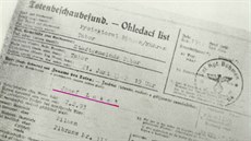 Ohledací list - dokument o poprav J. Lukee 21. ervna 1942 v 19 hodin