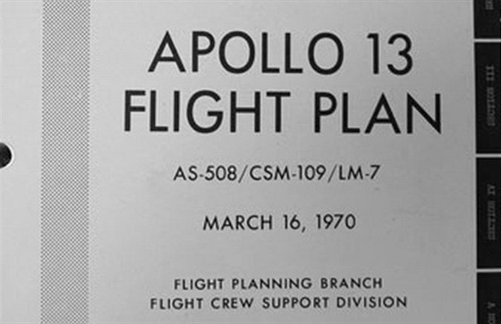 Titulní stránka letového plánu mise Apollo 13.