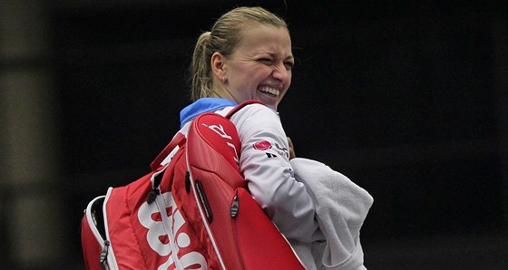 Petra Kvitová na tréninku ped fedcupovým utkáním s Francií