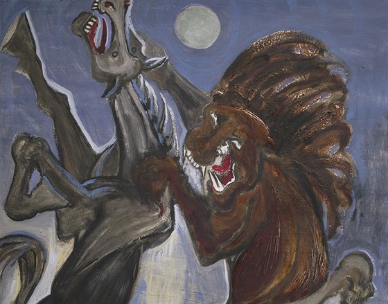 Emil Filla, Kůň drásaný lvem, 1938