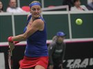 MOHUTNÝ NÁPAH. Petra Kvitová v semifinále Fed Cupu.