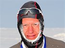 Petr Vabrouek pi maratonu na severním pólu.