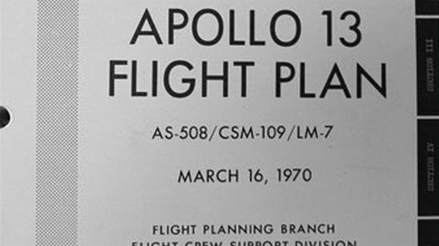 Tituln strnka letovho plnu mise Apollo 13.