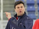 Vladimír Rika na tréninku eské reprezentace.