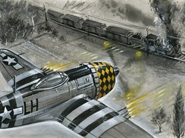 P-47 Thunderbolt útočí.
