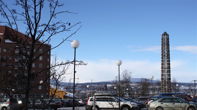 Centrum nejsevernjho vdskho msta Kiruna uren k demolici kvli roziovn tby elezn rudy (19. bezna 2015)