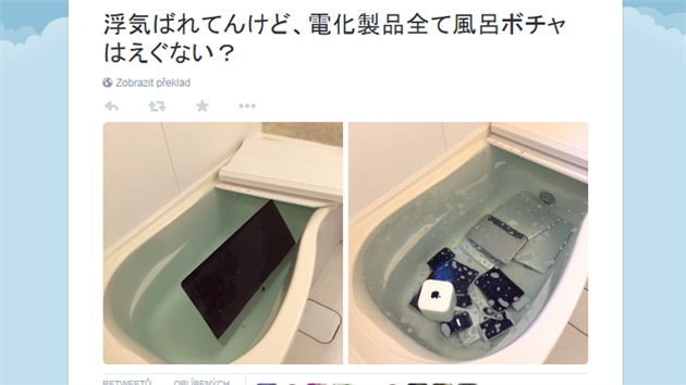 Jako pomstu za údajnou nevru zvolila Japonka koupel sbírky produkt Applu...