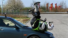 Testování airbagu pro motorkáe v Praze