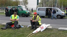 Protest nmeckých horník v Berlín proti návrhu vlády pokutovat elektrárny za...